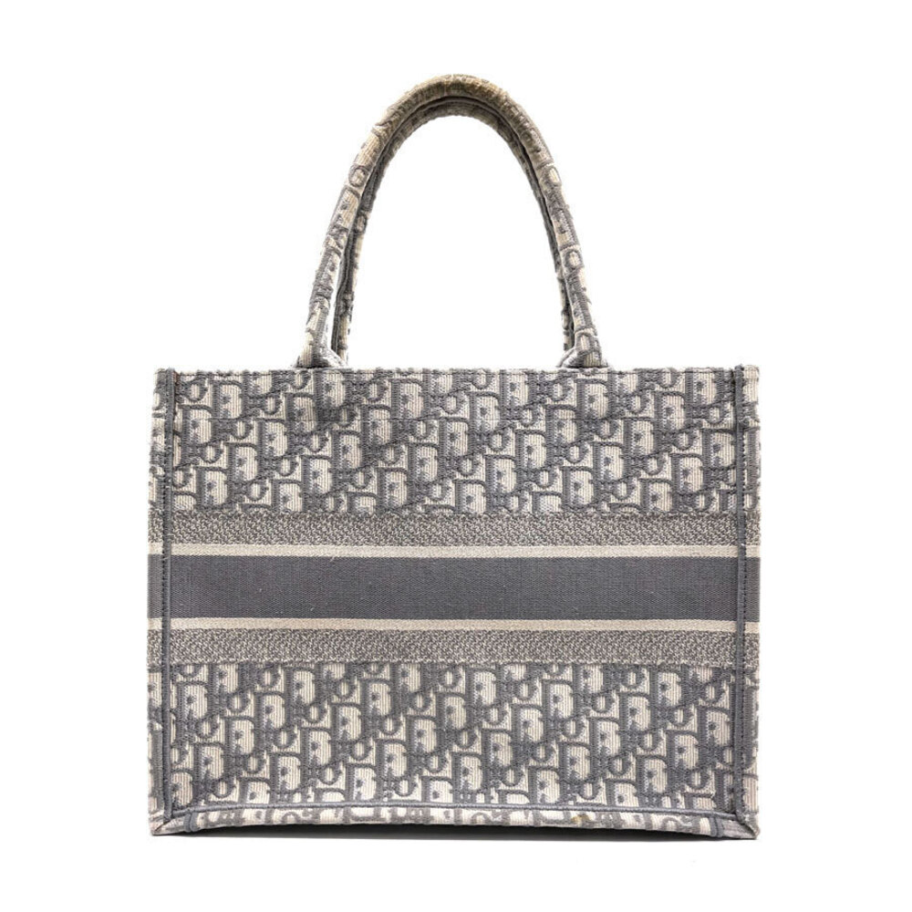 Dior gray canvas bag Christian handbag book tote Gray